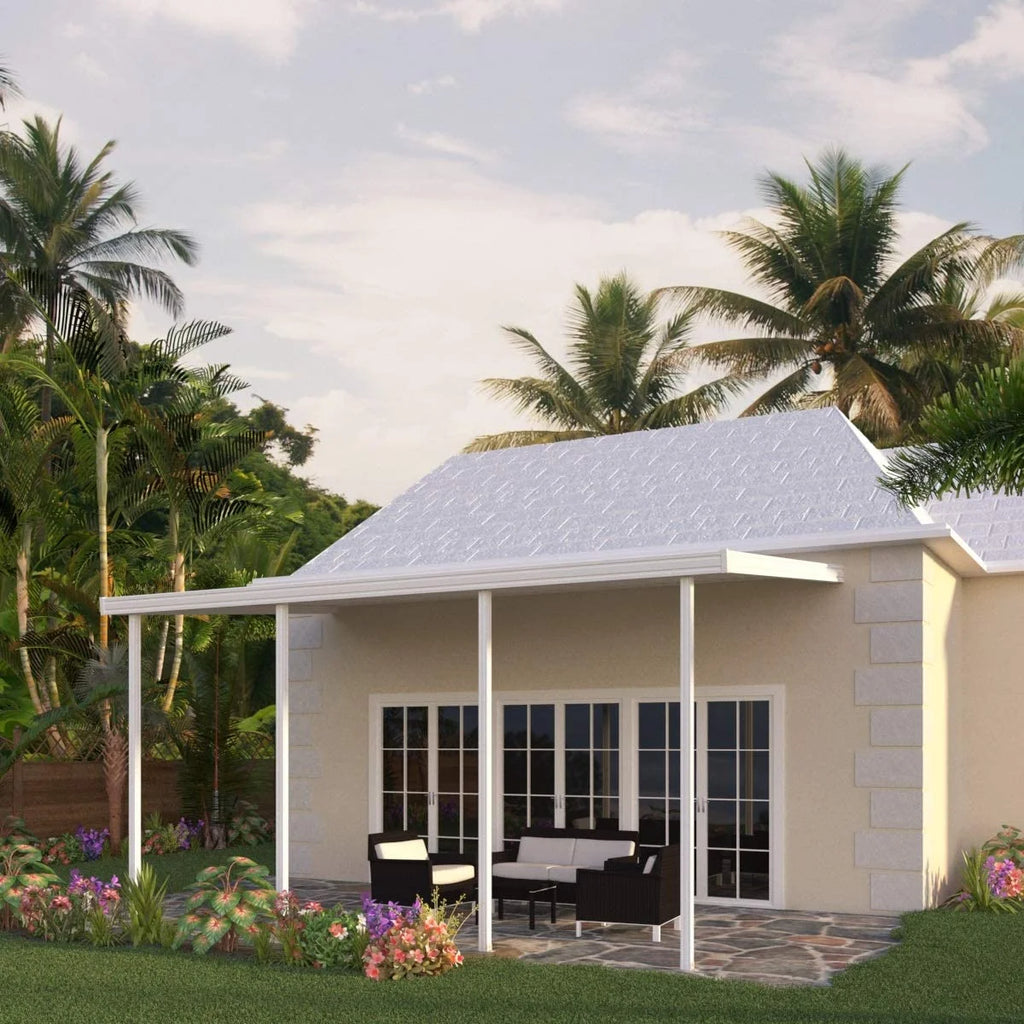 18 ft x 8 ft Aluminum Patio Cover with 4 Posts in White W497565