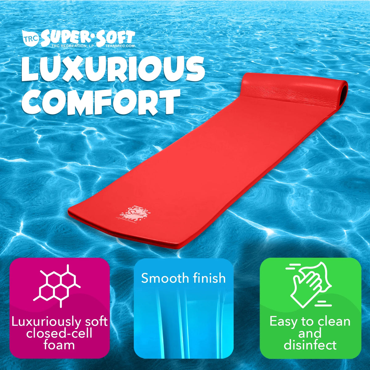 Red 1.25" Thick Foam Pool Float Lounge Mat A506080