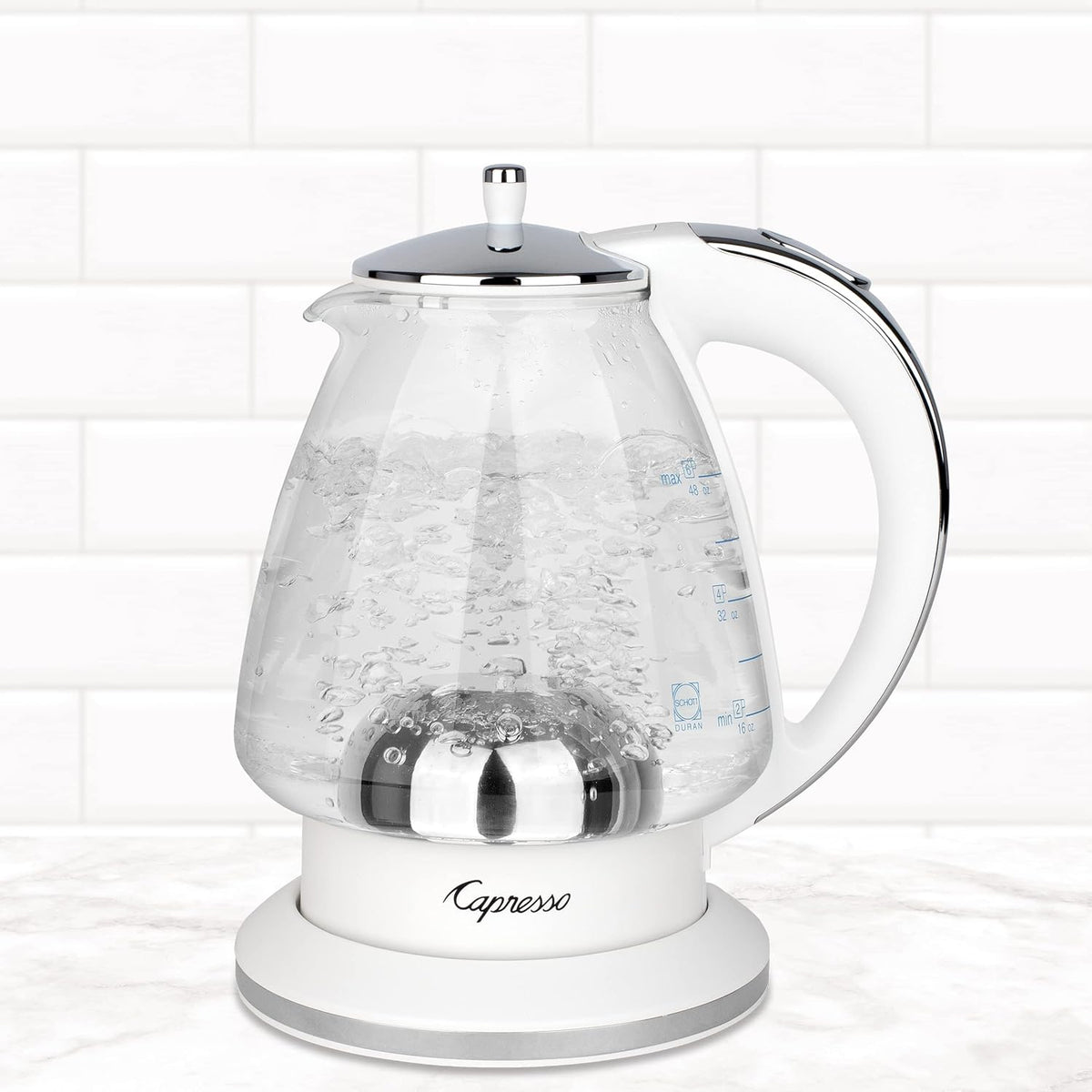 White 48 oz Glass Kettle B75467
