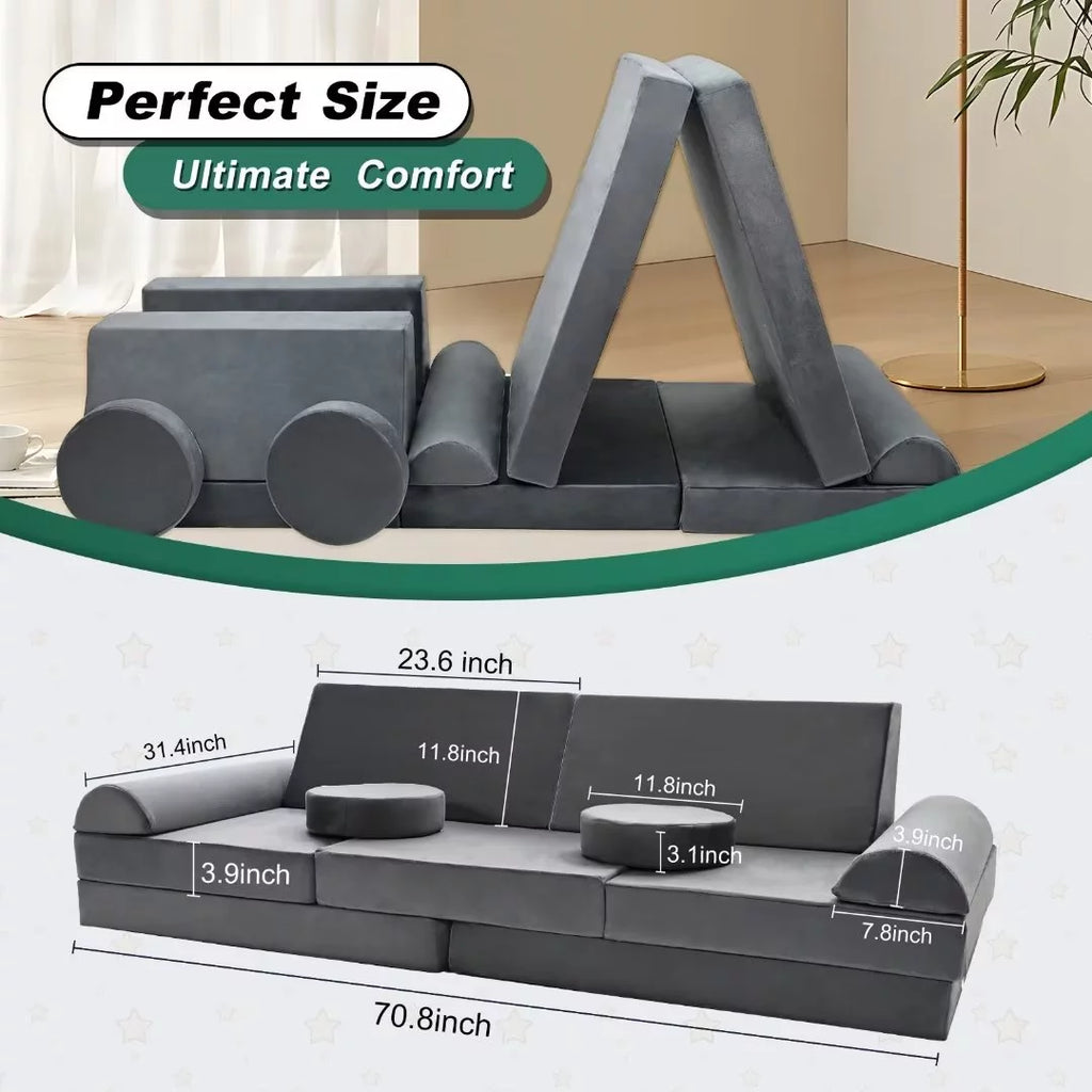 Gray 10 Pcs Kids Play Sofa X84108
