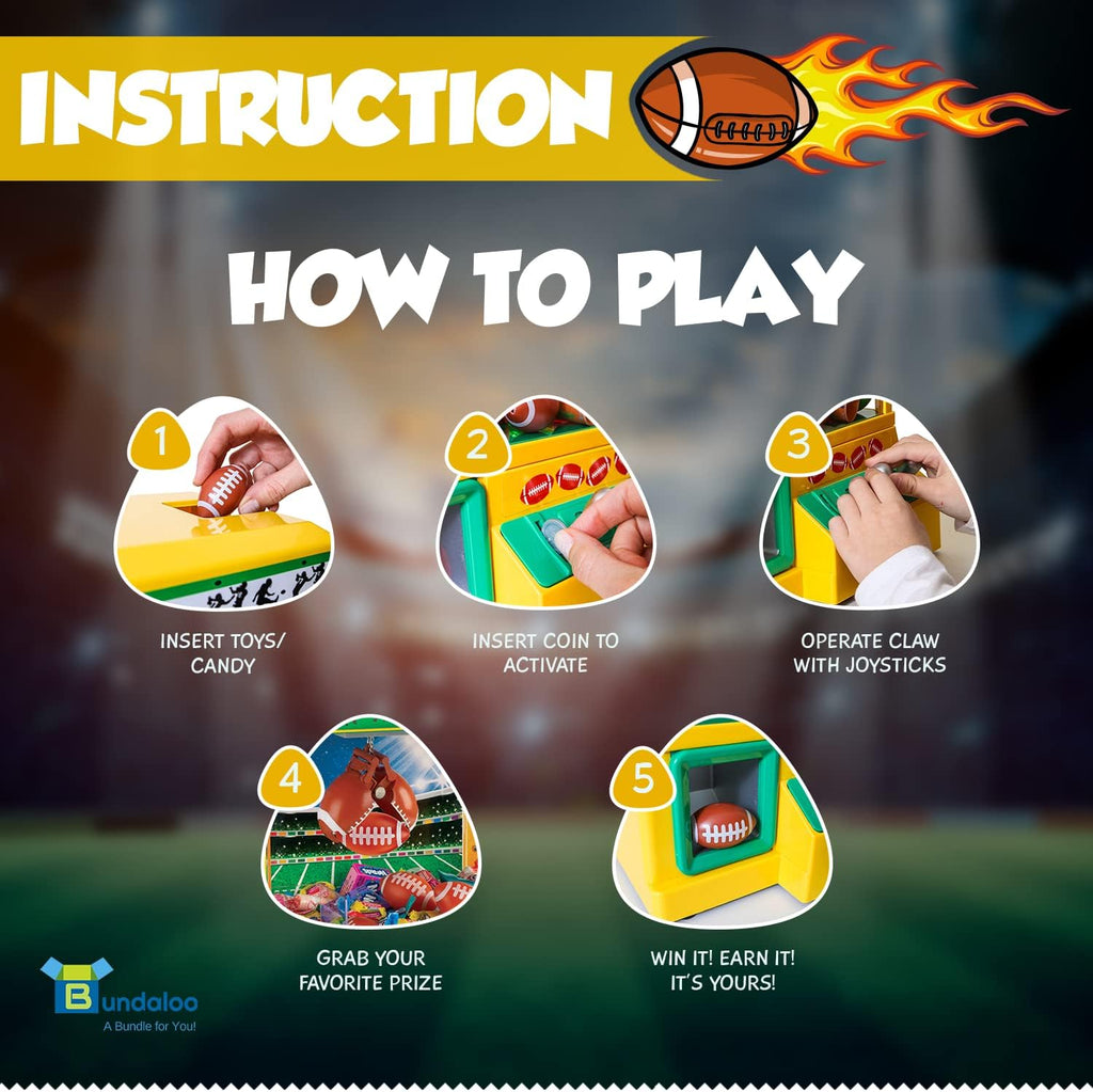 Claw Machine with 3 Small Footballs and 30 Reusable Tokens I7429