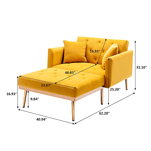 Beige Velvet Chaise Lounge Chair with Pillows E159366