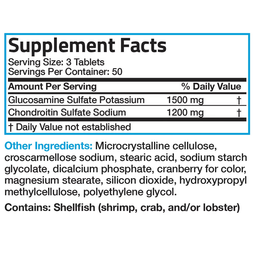 150 Tablets Glucosamine 1500 mg and Chondroitin 1200 mg I639