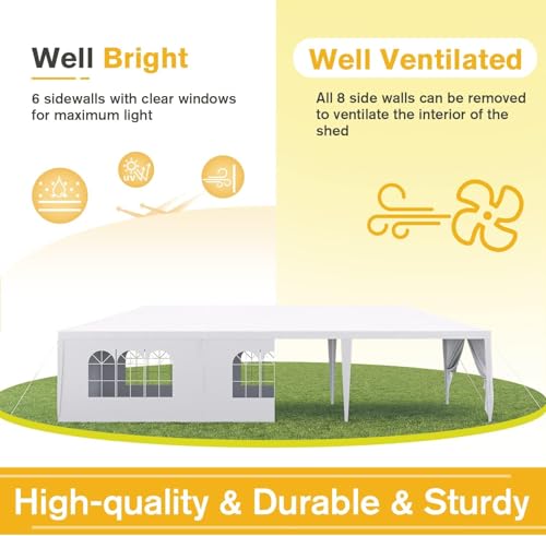 10'x30' Heavy Duty White Waterproof Outdoor Canopy S1087