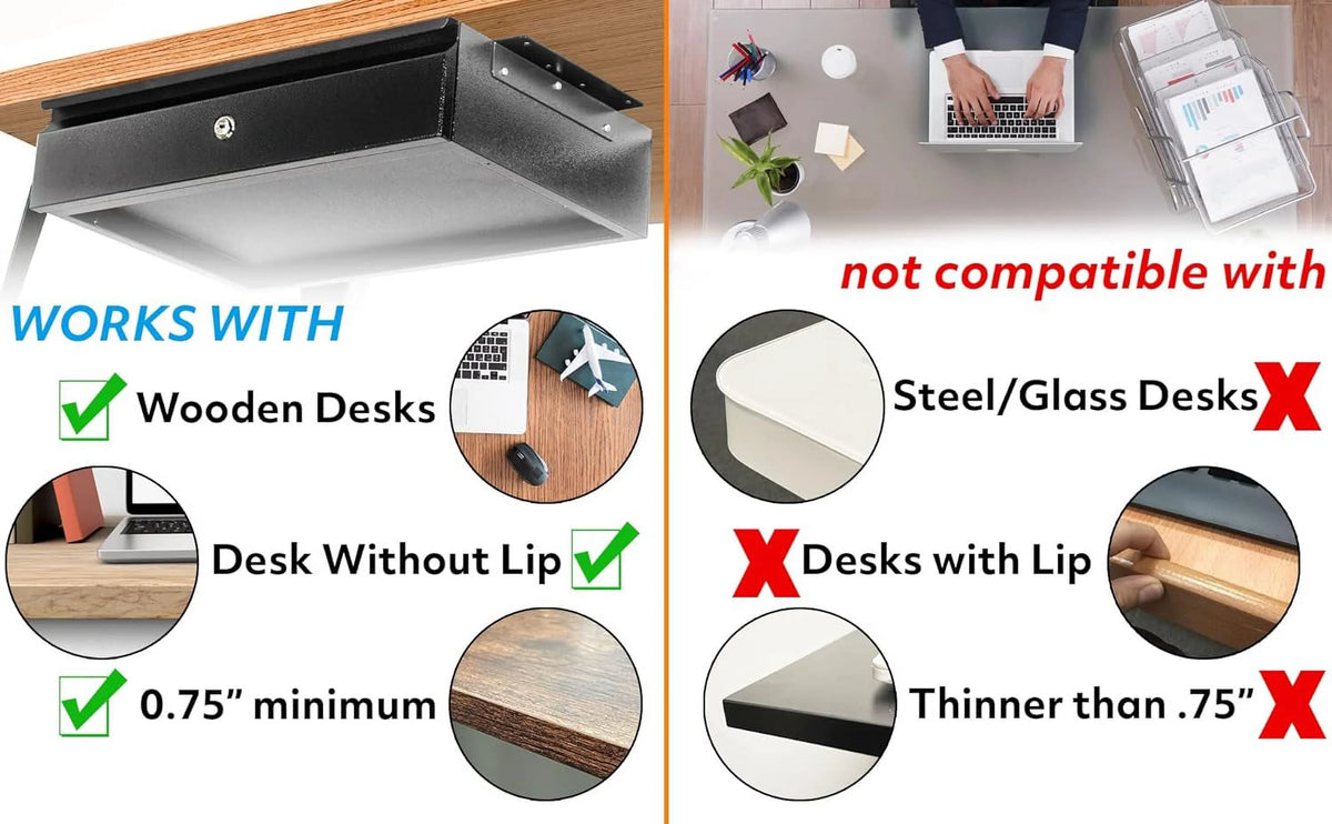 Steel Under Desk Drawer With Lock And Keys L222906