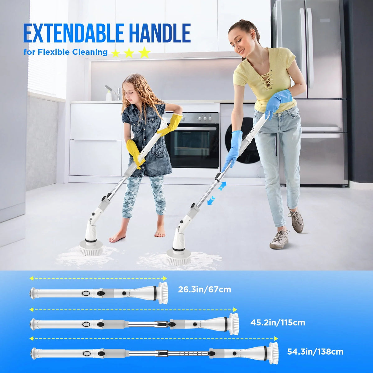 Cordless Electric Spin Scrubber with 4 Heads J152