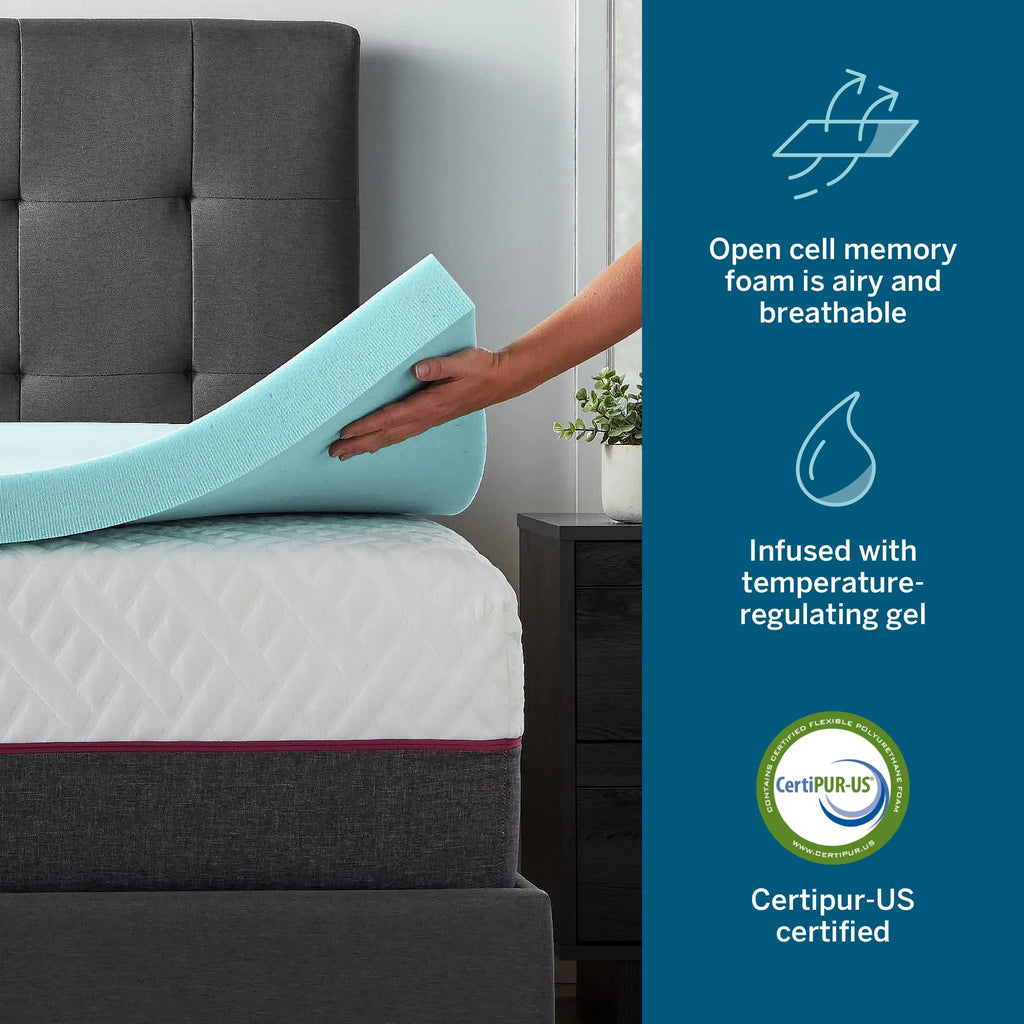 3" Cooling Gel Memory Foam Mattress Topper, Twin-XL B11032