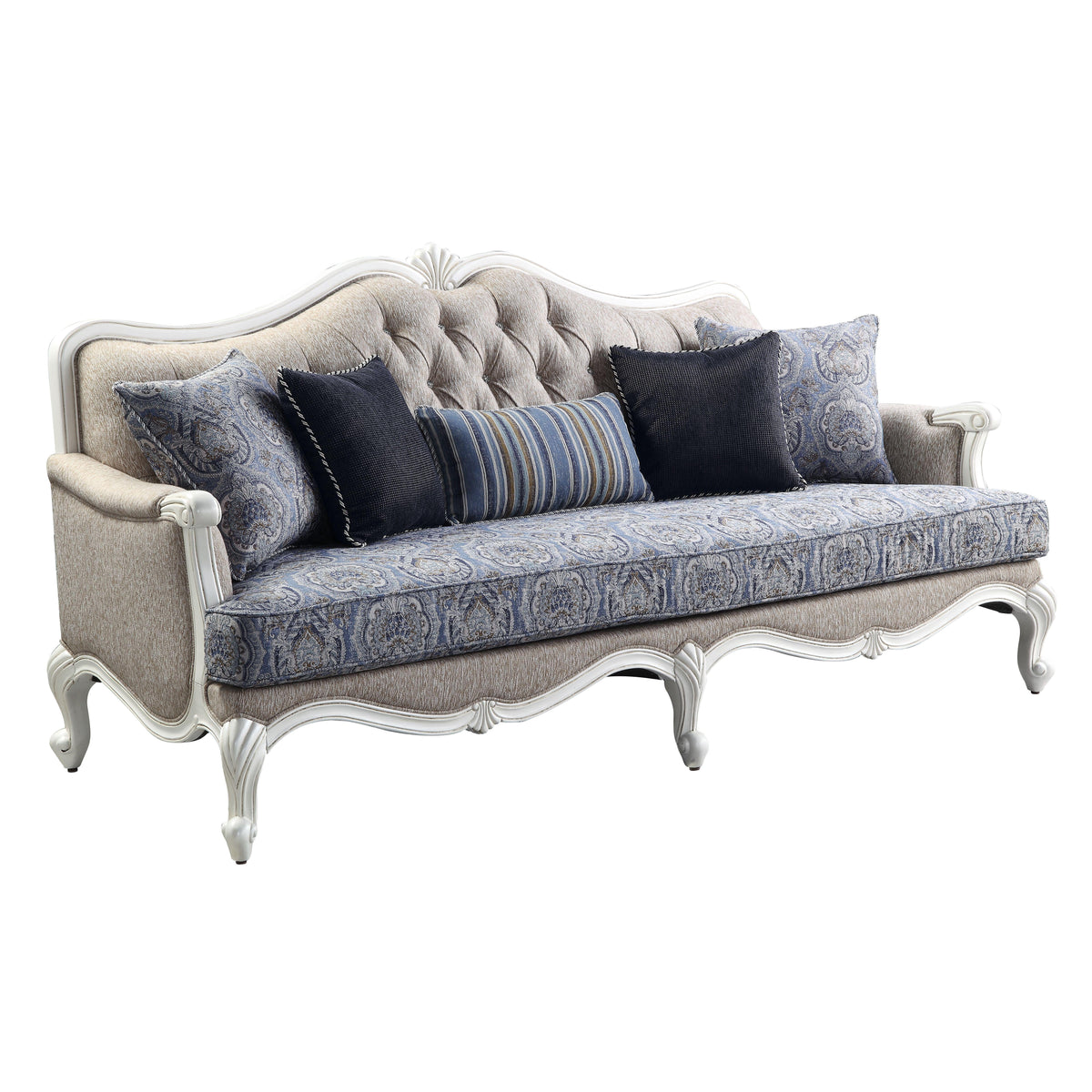 Beige Fabric 4pcs Living Room Set S58513