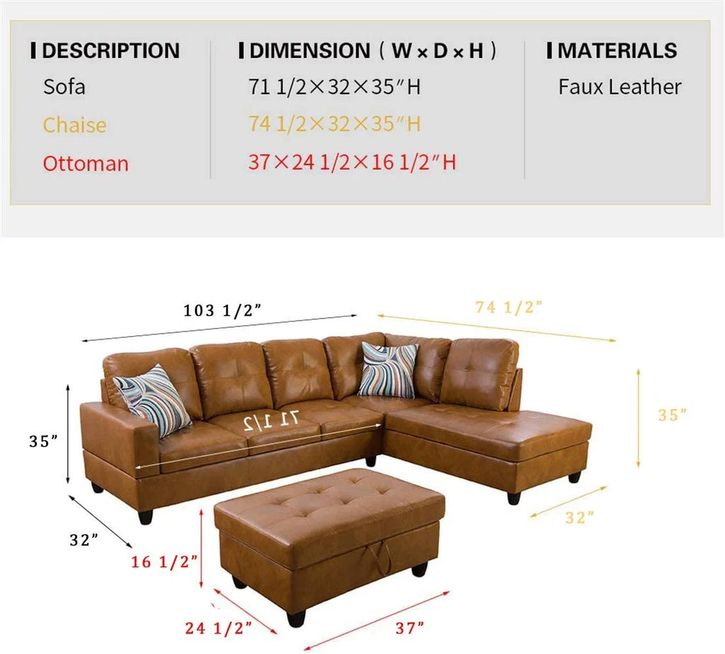 Leather L Shape Sectional Sofa Set C8196