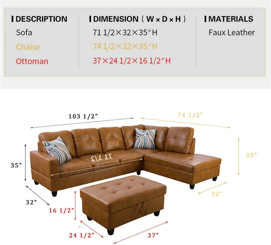 Leather L Shape Sectional Sofa Set C8196