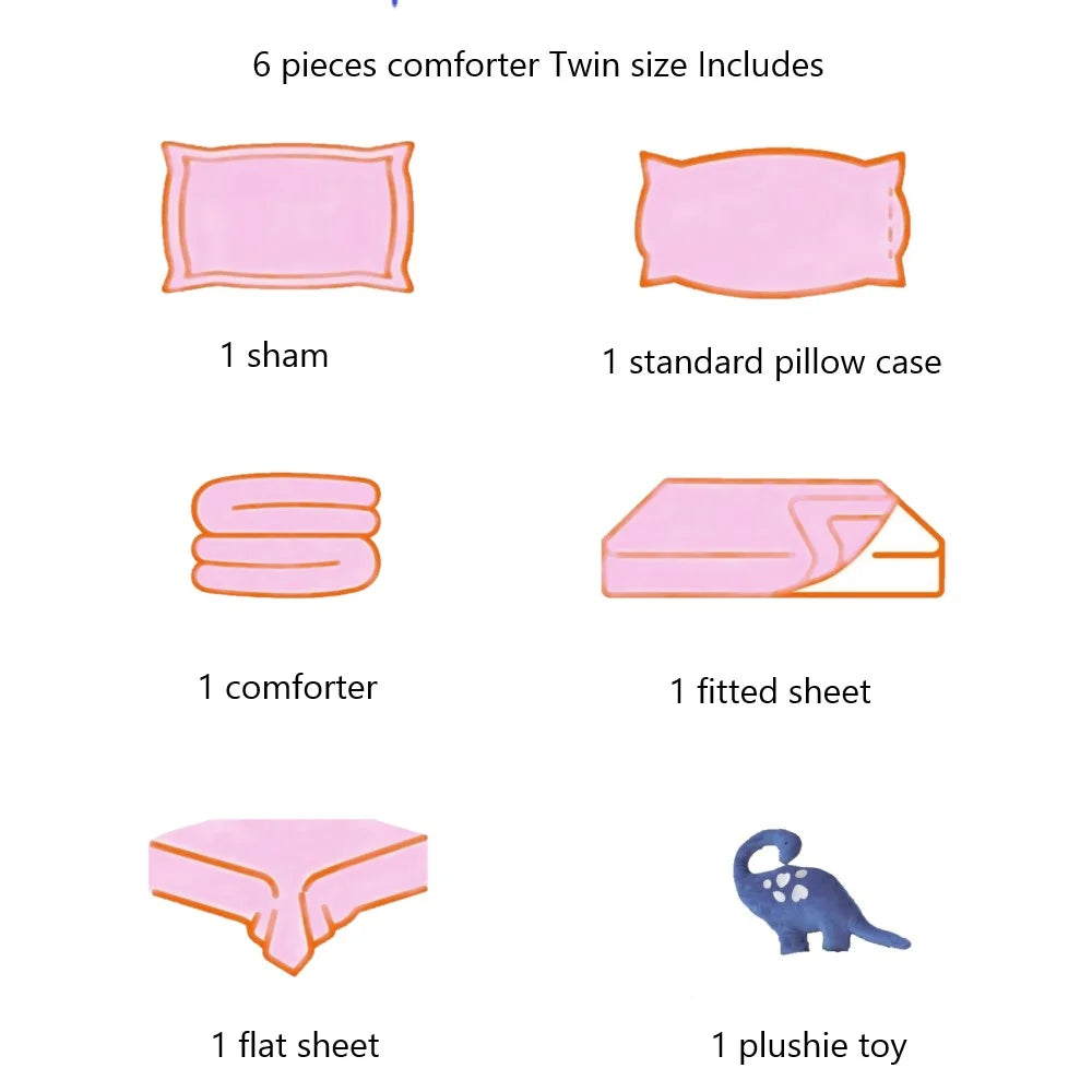 6 Piece Twin Pink Comforter and Sheet Set K926