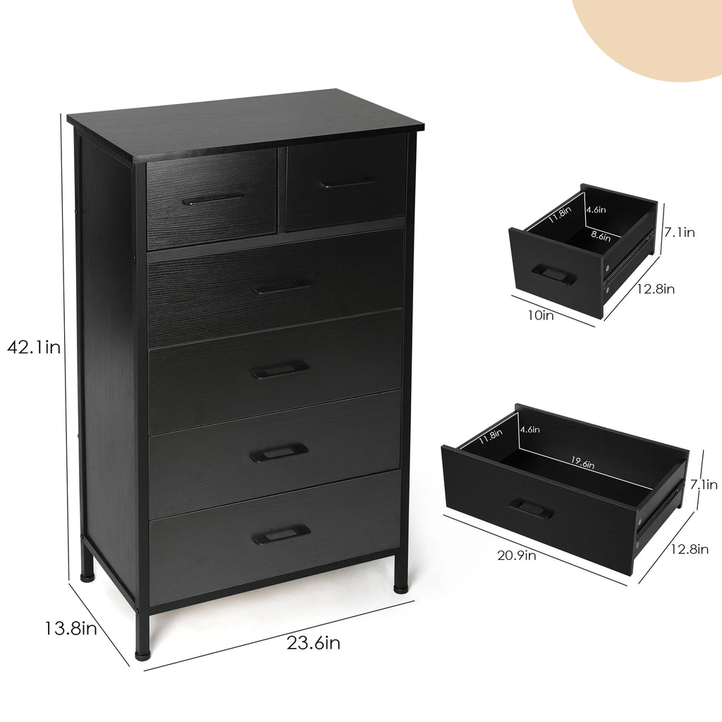 White 6 Drawer Wood Dresser O1321