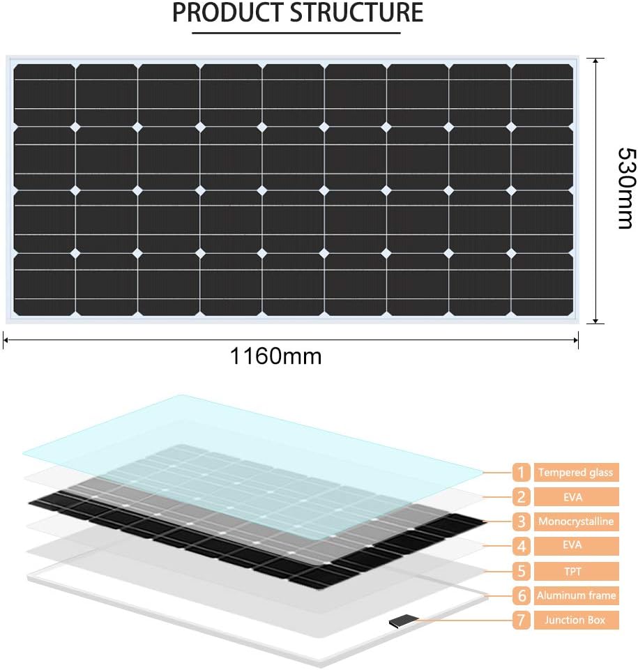 100W 12V Monocrystalline Solar Panel Kit with Charge Controller T254178