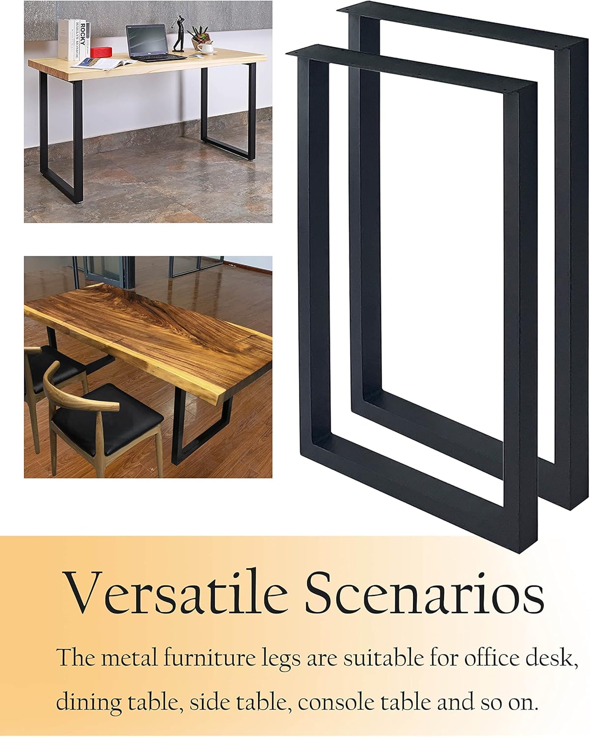 28'' Height 17.7'' Wide Black Metal Table Legs 2 PCS J15025