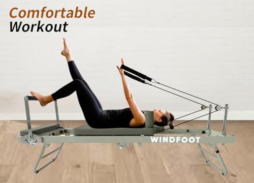 Foldable Pilates Reformer Machine with Springs & Cords E96016