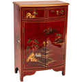 Red Lacquer Half-Round Cabinet T3330