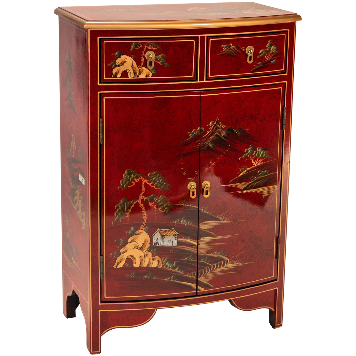 Red Lacquer Half-Round Cabinet T3330