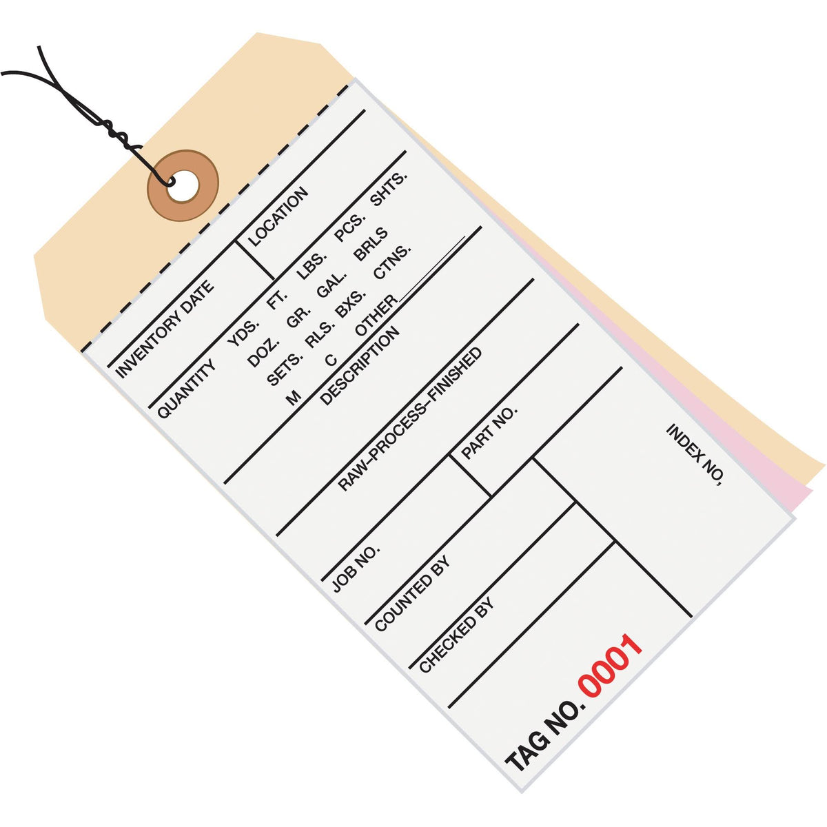 3 Part Carbonless Pre-Wired Inventory Tags U3452