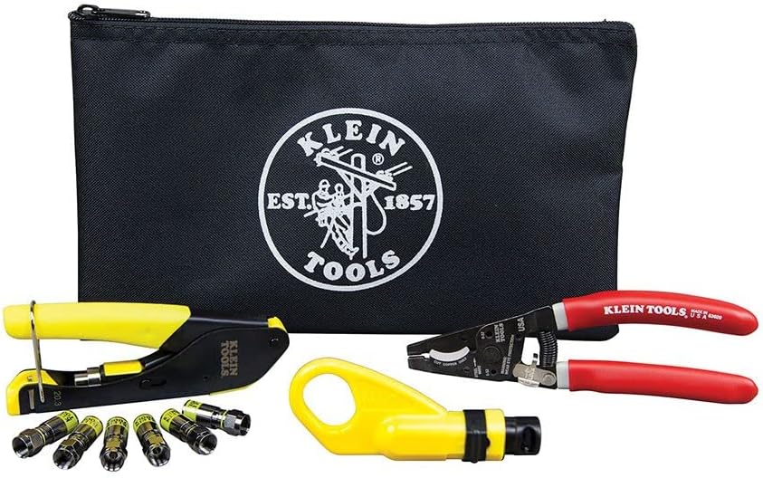 Coax Installation Kit with Crimp Tool, Cable Cutter, Stripper and F Connectors with Storage Bag Y430