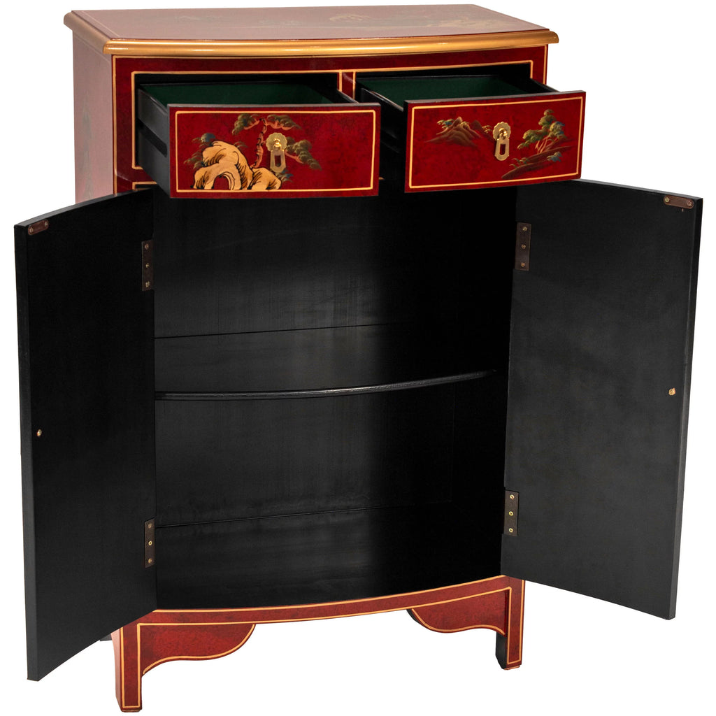 Red Lacquer Half-Round Cabinet T3330