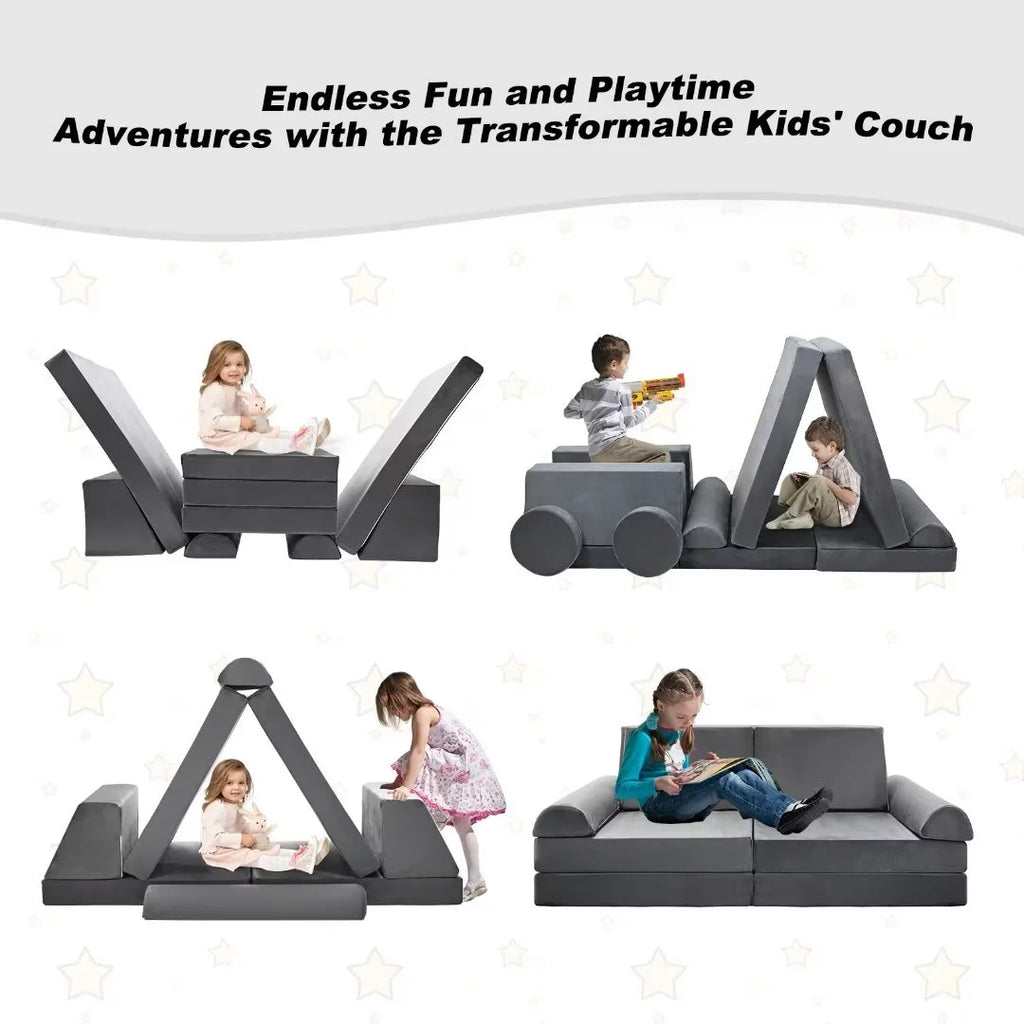 Gray 10 Pcs Kids Play Sofa X84108
