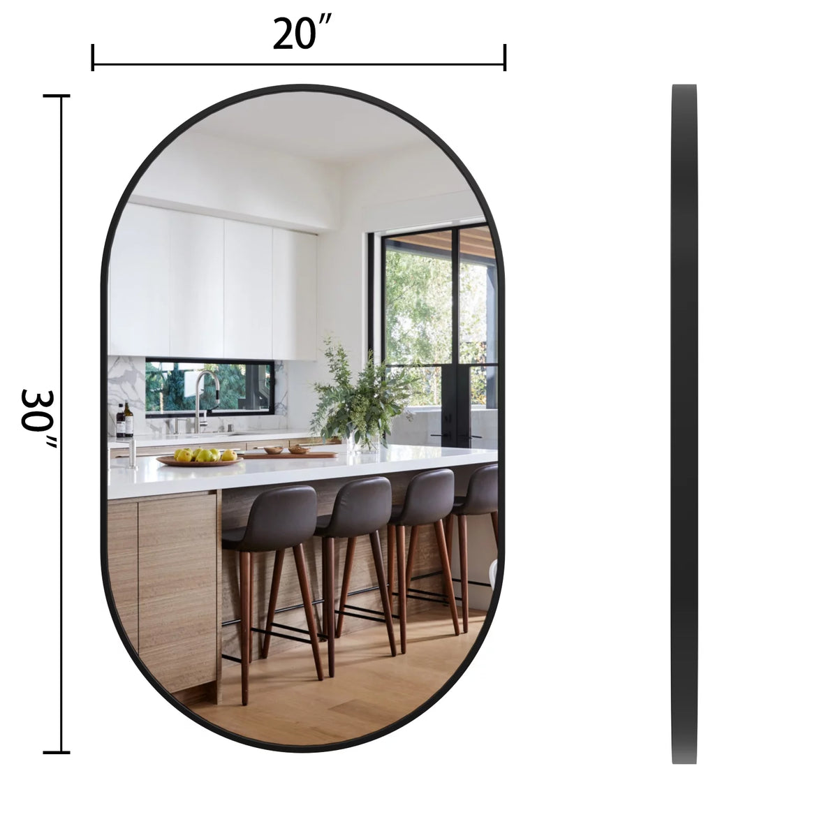 Oval Wall Mirror 30"x20" with Frame U7540
