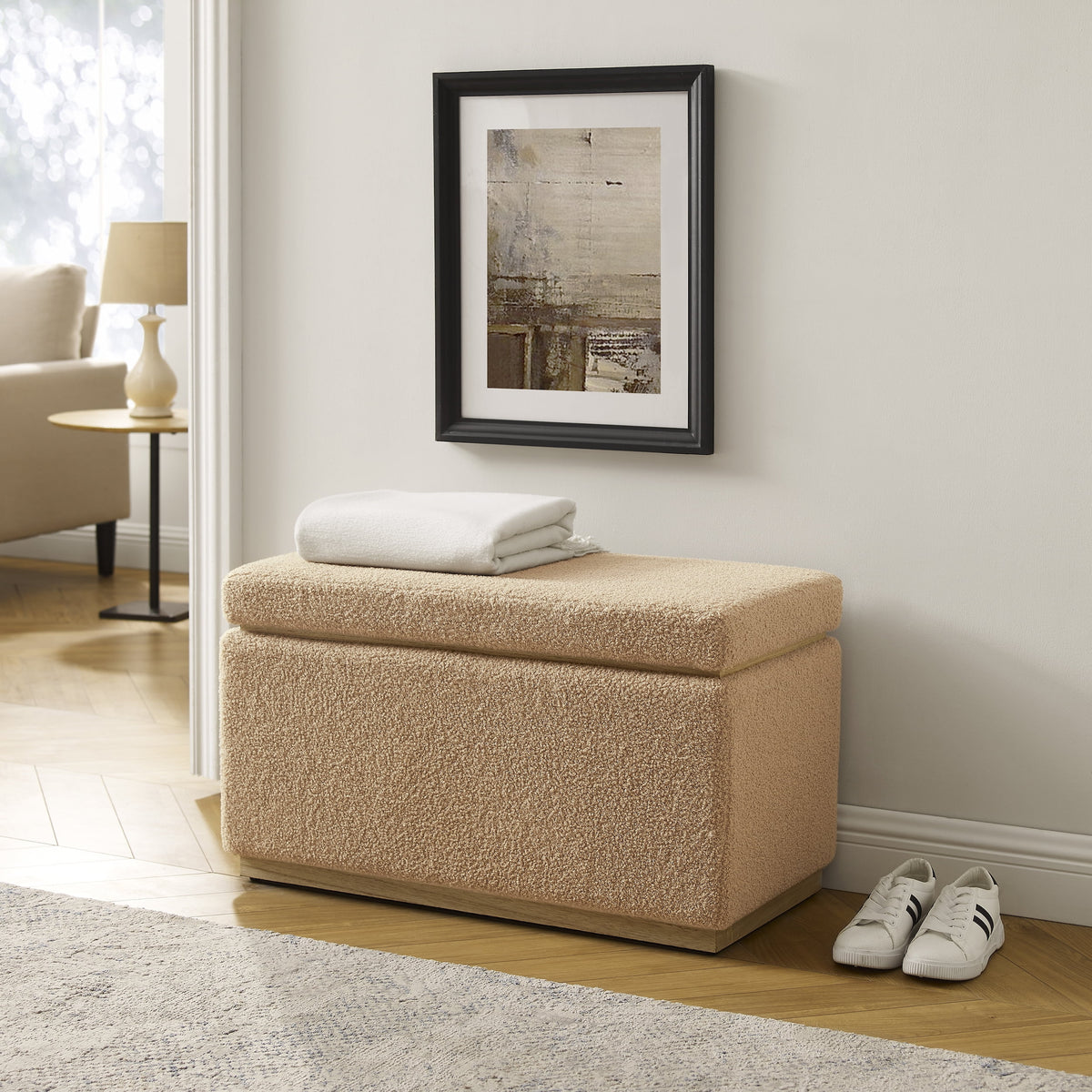 Tan Rectangle Storage Ottoman W4441
