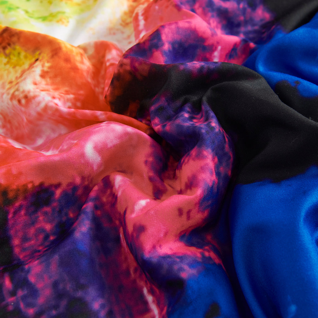 Tie Dye Reversible Comforter Set, Full/Queen Size, 3 Pieces, Blue Black Purple H5093
