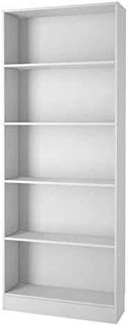 Tall Narrow 5 Shelf Bookcase in White H183