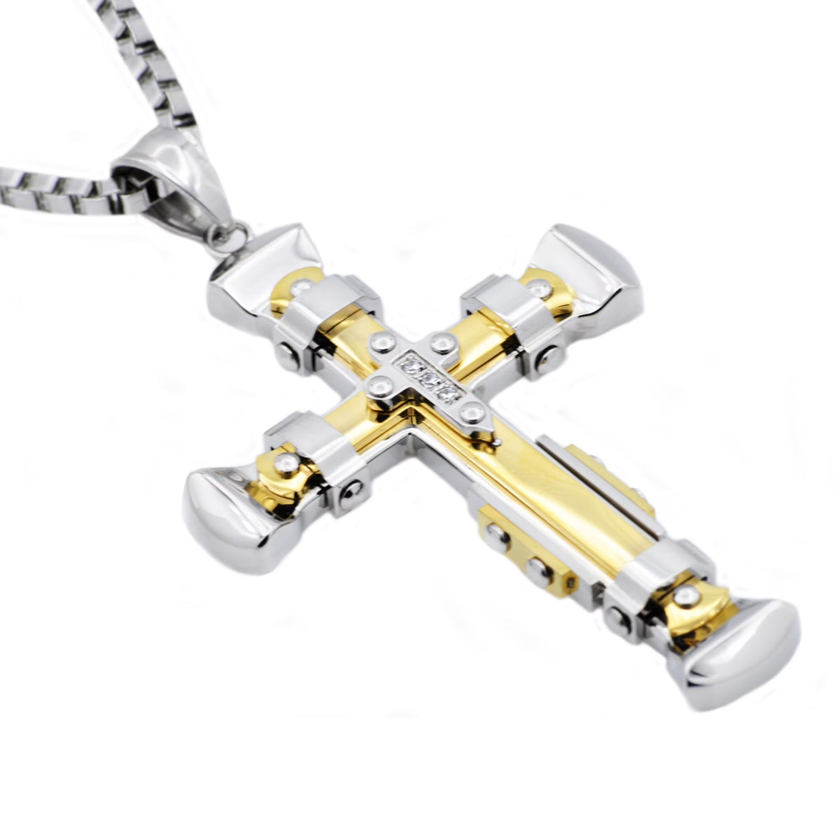 Gold Plated Stainless Steel Pendant With Cubic Zirconia D789