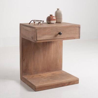 Natural Solid Wood C Table with Storage U430