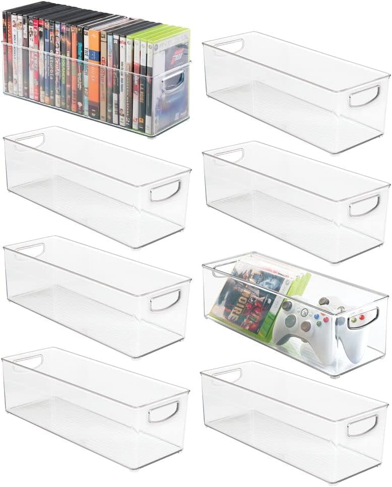 Clear Plastic Video Game Storage Holder Bin with Handles, 8 Pack H679048