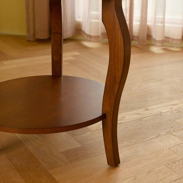 Brown Round End Table with Drawer Storage N530