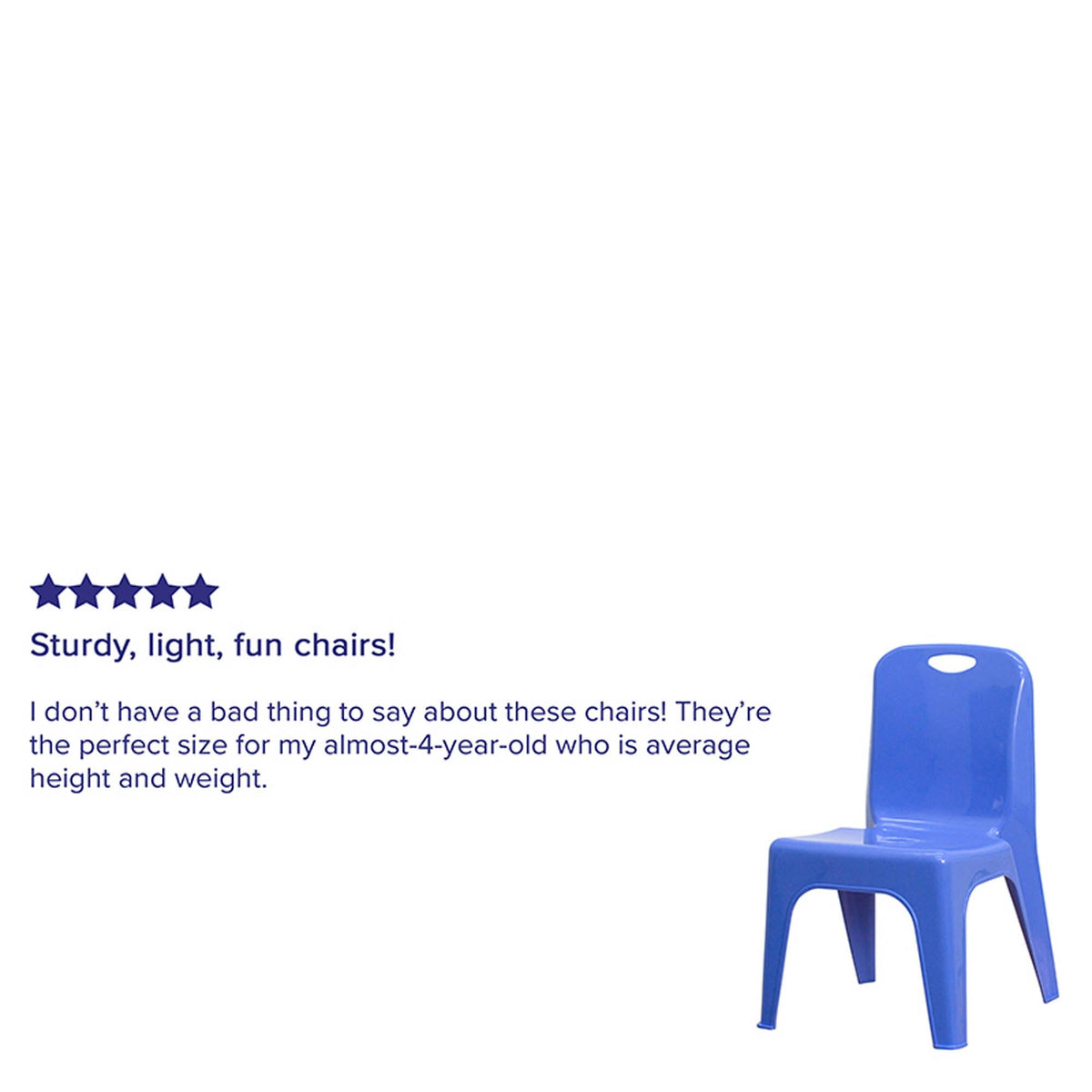 Blue Plastic Stackable School Chair with Carrying Handle, 2 Pack W722