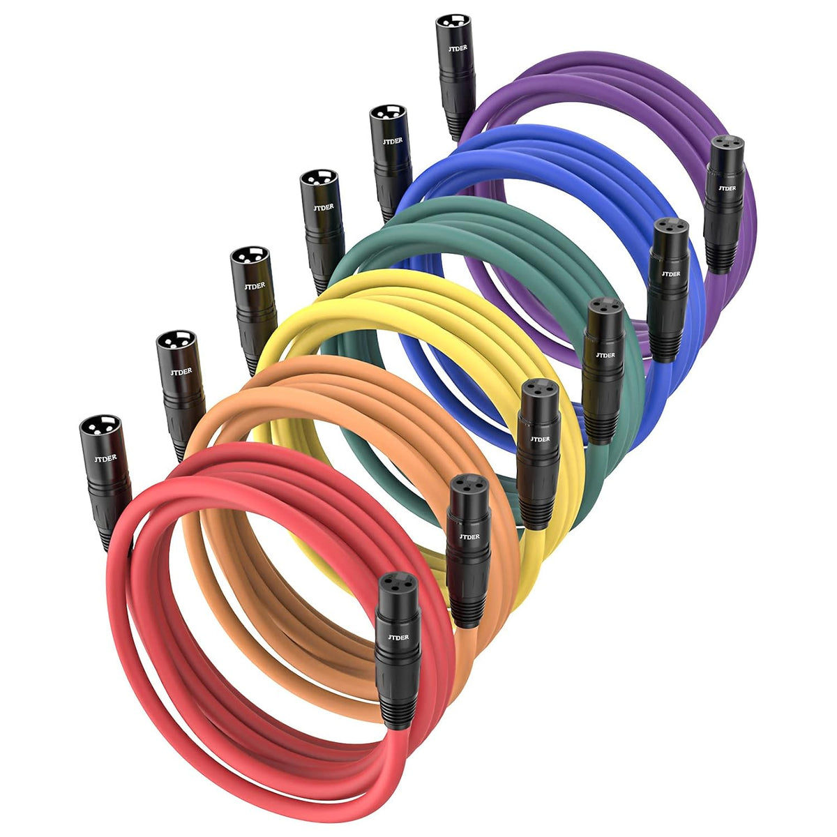 25ft 6 Pack XLR Male to XLR Female Mic Patch Cables Z34912