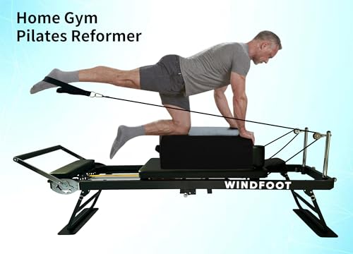 Foldable Pilates Reformer Machine with Springs & Cords E96016