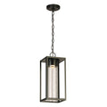 Outdoor Pendant Light Matte Black Clear Seedy Glass 8W LED U9008