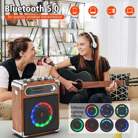 Karaoke Machine with 2 Wireless Microphones Bluetooth Speaker System W1084