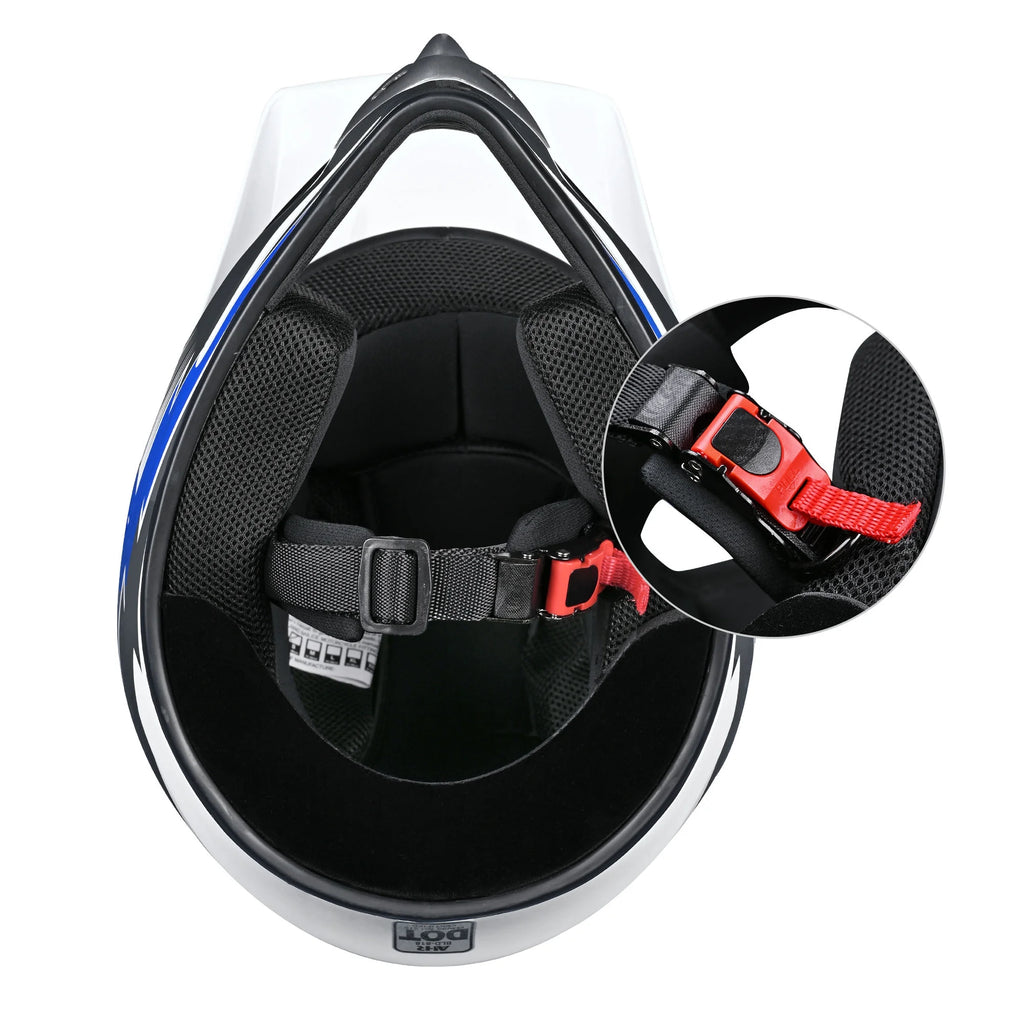 Youth DOT Motocross Helmet and Goggles Set Blue M M369