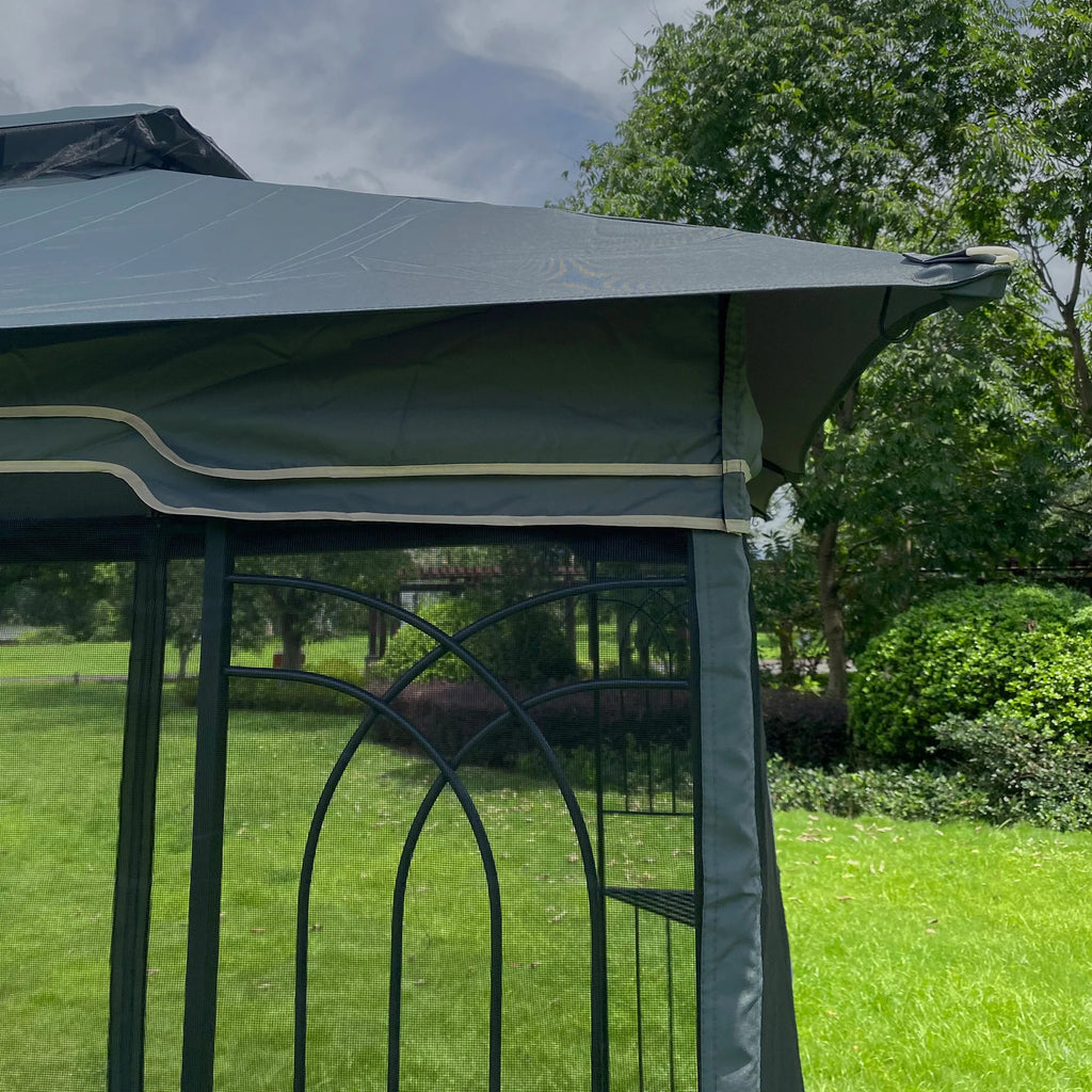 Gray Outdoor Patio Gazebo Canopy Tent with Mosquito Net Z464
