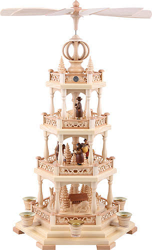 Natural 3-tier Christmas Pyramid, Height 58 cm L398
