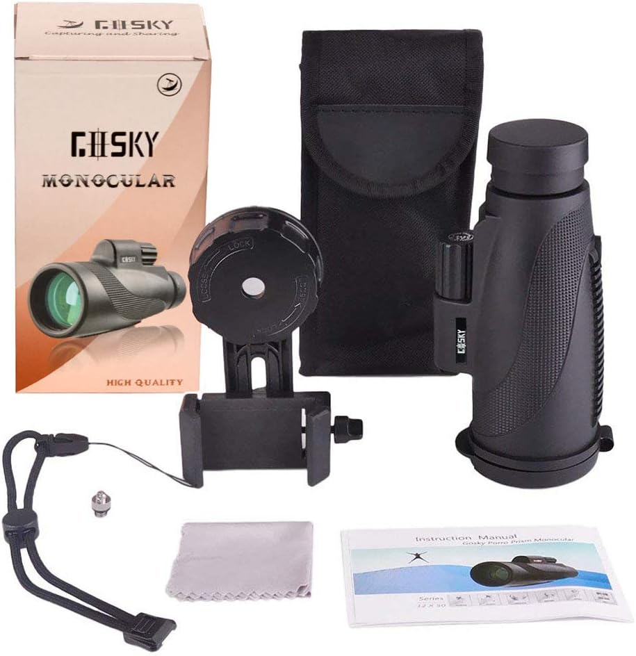 Titan 12X50 High Power Prism Monocular with Smartphone Holder B5280