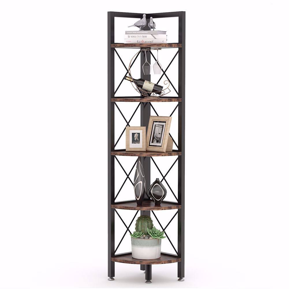 5 Tier Corner Shelf Brown S8436