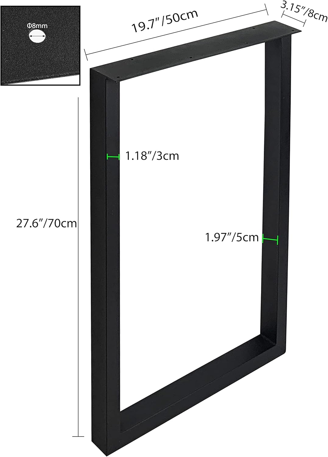 28'' Height 17.7'' Wide Black Metal Table Legs 2 PCS J15025