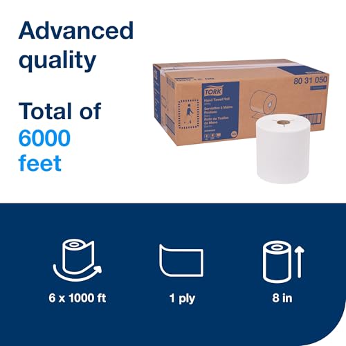 Natural White 100% Recycled Fiber Hand Towel Roll, 6 Rolls x 800 ft Y28764