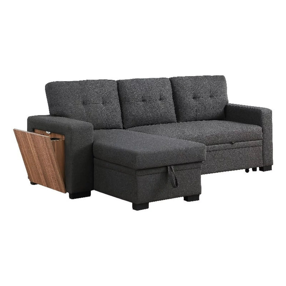 Dark Gray Reversible Sectional Sofa Bed B92812
