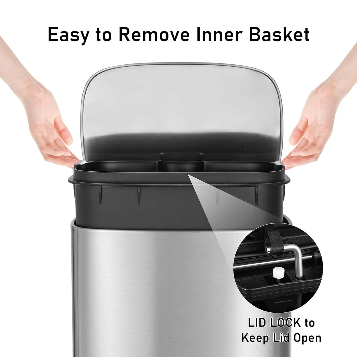Stainless Steel Step Trash Can Combo Set, 13.2 Gallon & 1.3 Gallon Z86486