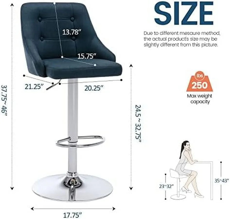 Adjustable Fabric Tufted Swivel Barstool with Back R69249