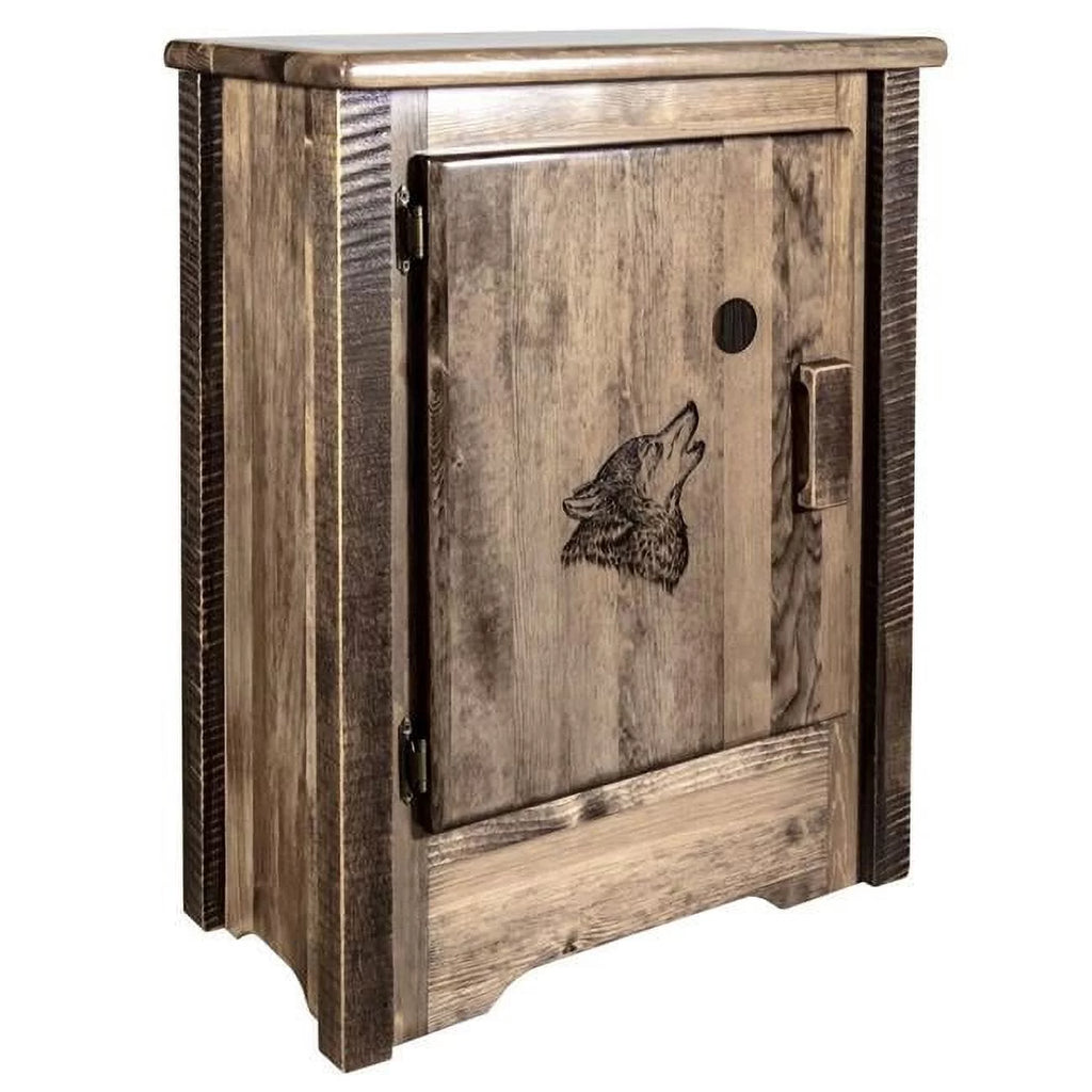 Accent Cabinet with Laser Engraved Wolf Design P569810