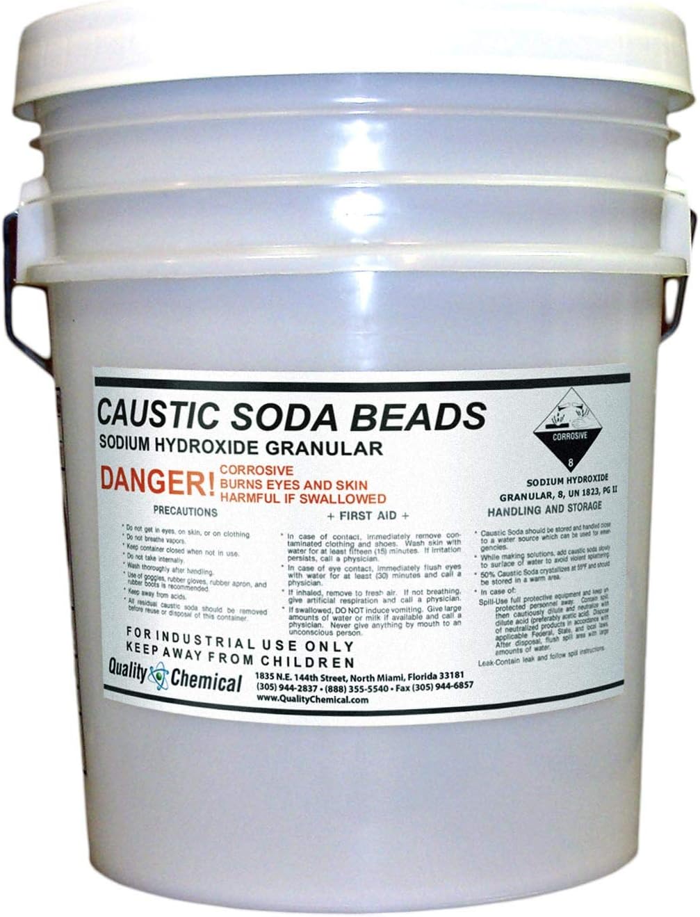 40 lb pail Sodium Hydroxide Caustic Soda Beads C399